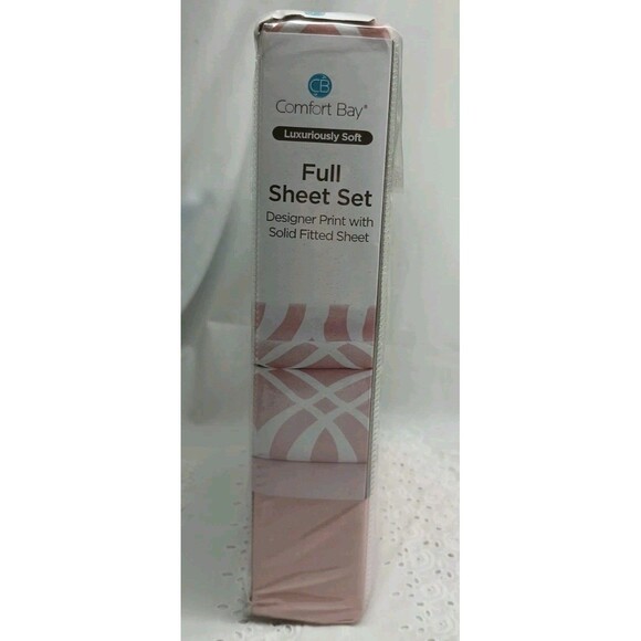 Comfort Bay Pink Full Sheet Set 4pc Designer Print Luxuriously Soft - Picture 7 of 9